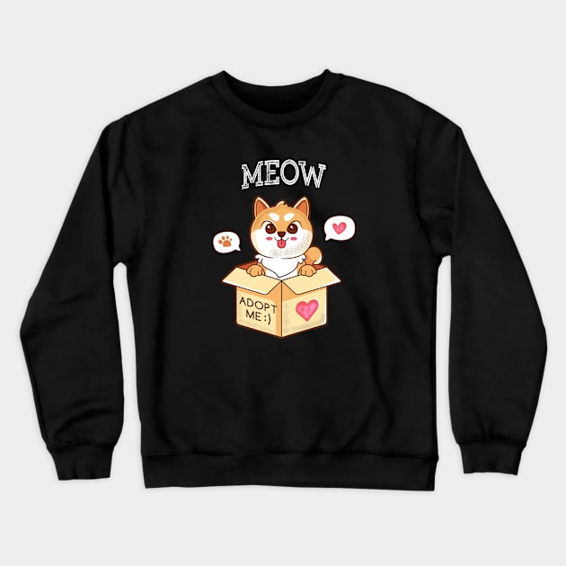 Cute Cat Meow Crewneck Sweatshirt by JeffDesign